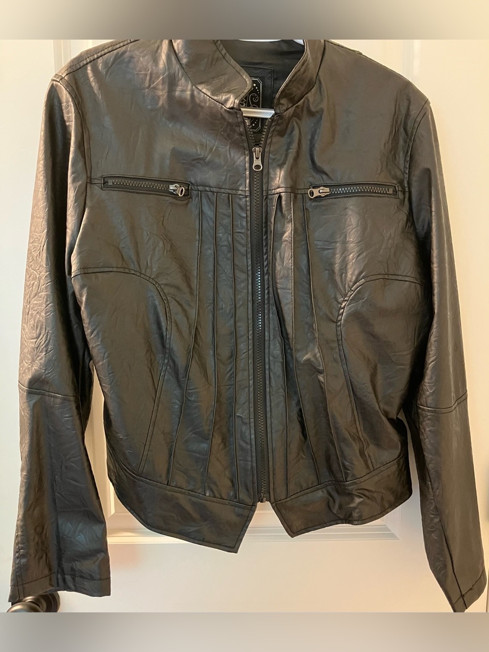 Last Kiss Black Faux Leather Moto Jacket Juniors 1X
